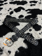 Black Floral Studded Belt