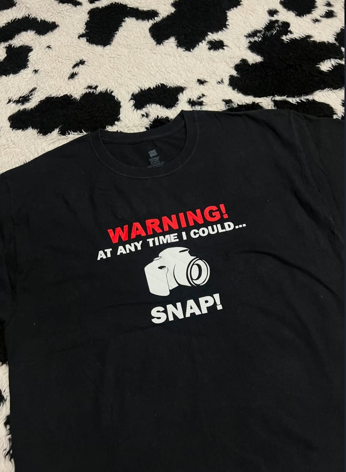"Warning! At any time I could... Snap!" Camera Tee (Extra Large)