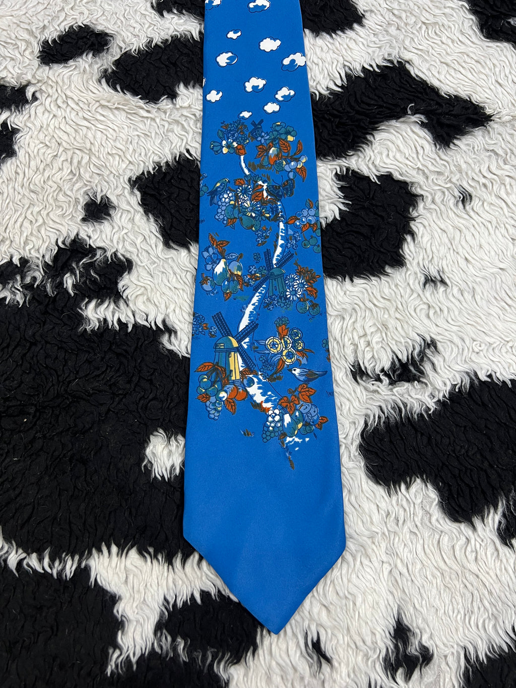 Windmills, Fruits & Birds Tie
