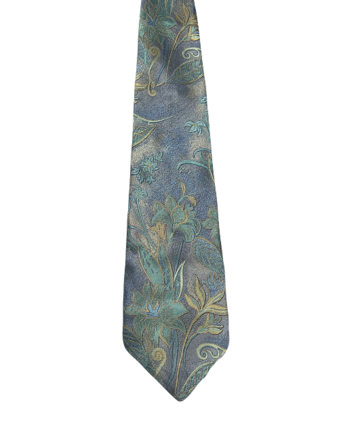 Teal Embroidered Floral Tie