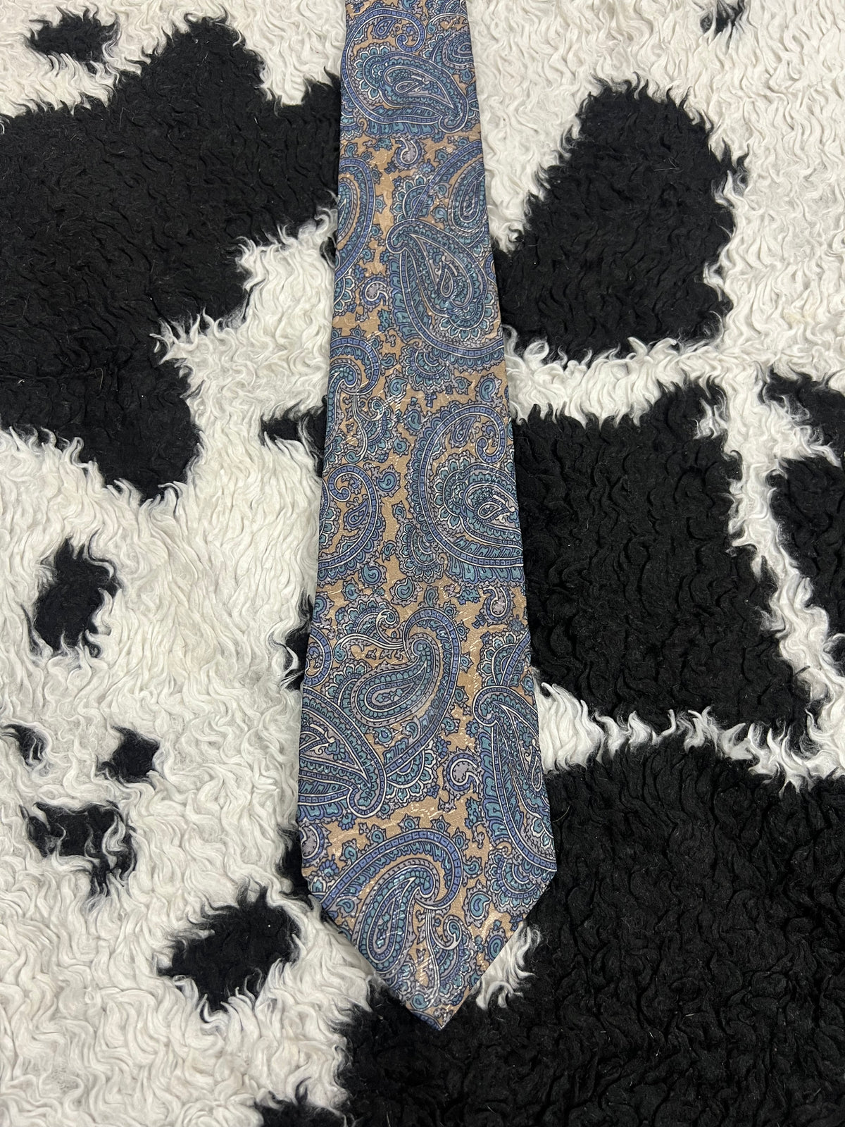 Van Heusen Beige & Blue Paisley Tie