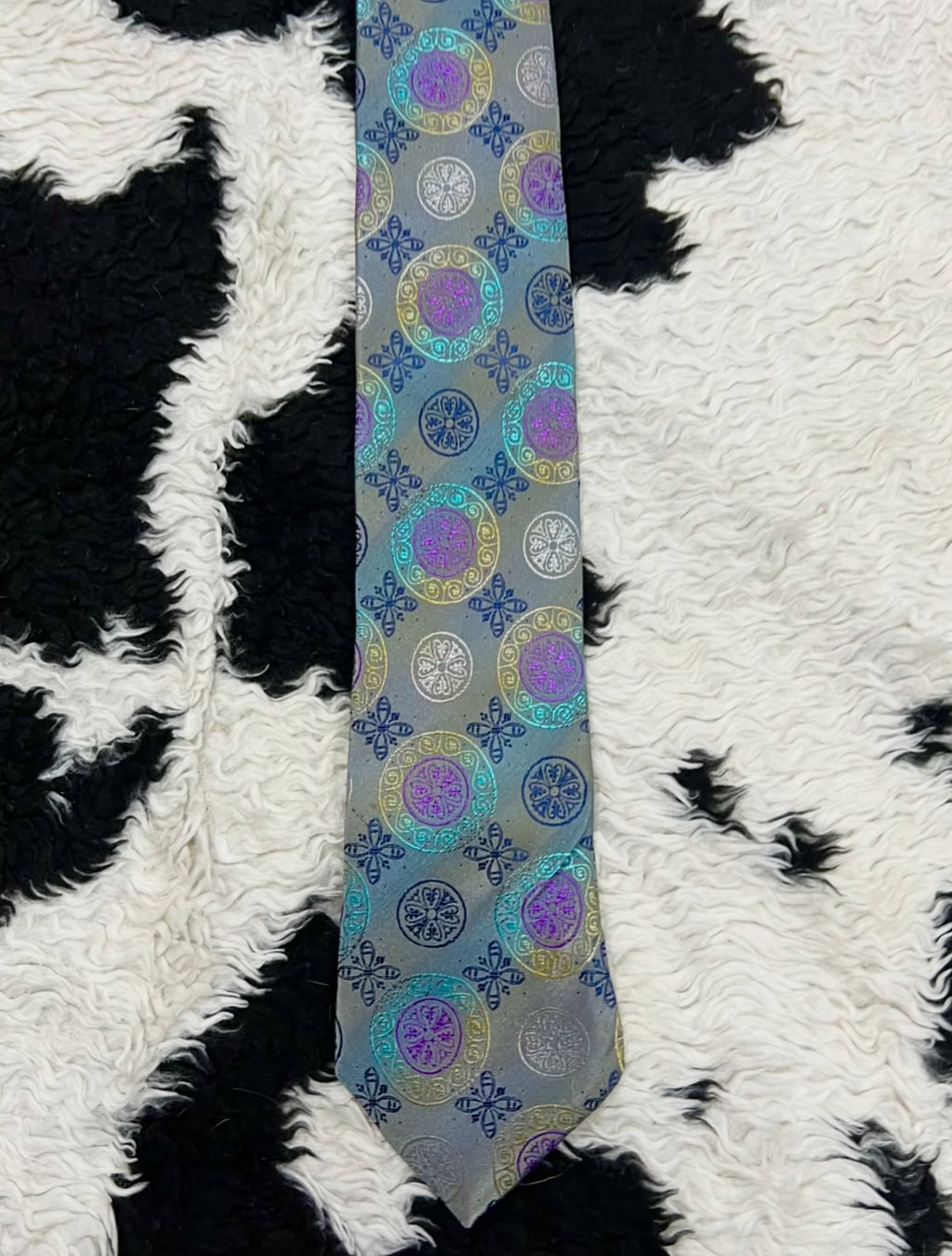 Grey Geometric Embroidered Tie