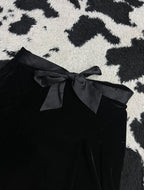 Bow Black Velvet Skirt