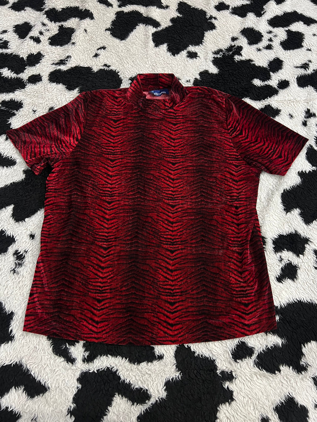 Red & Black Zebra Print Velvet Top