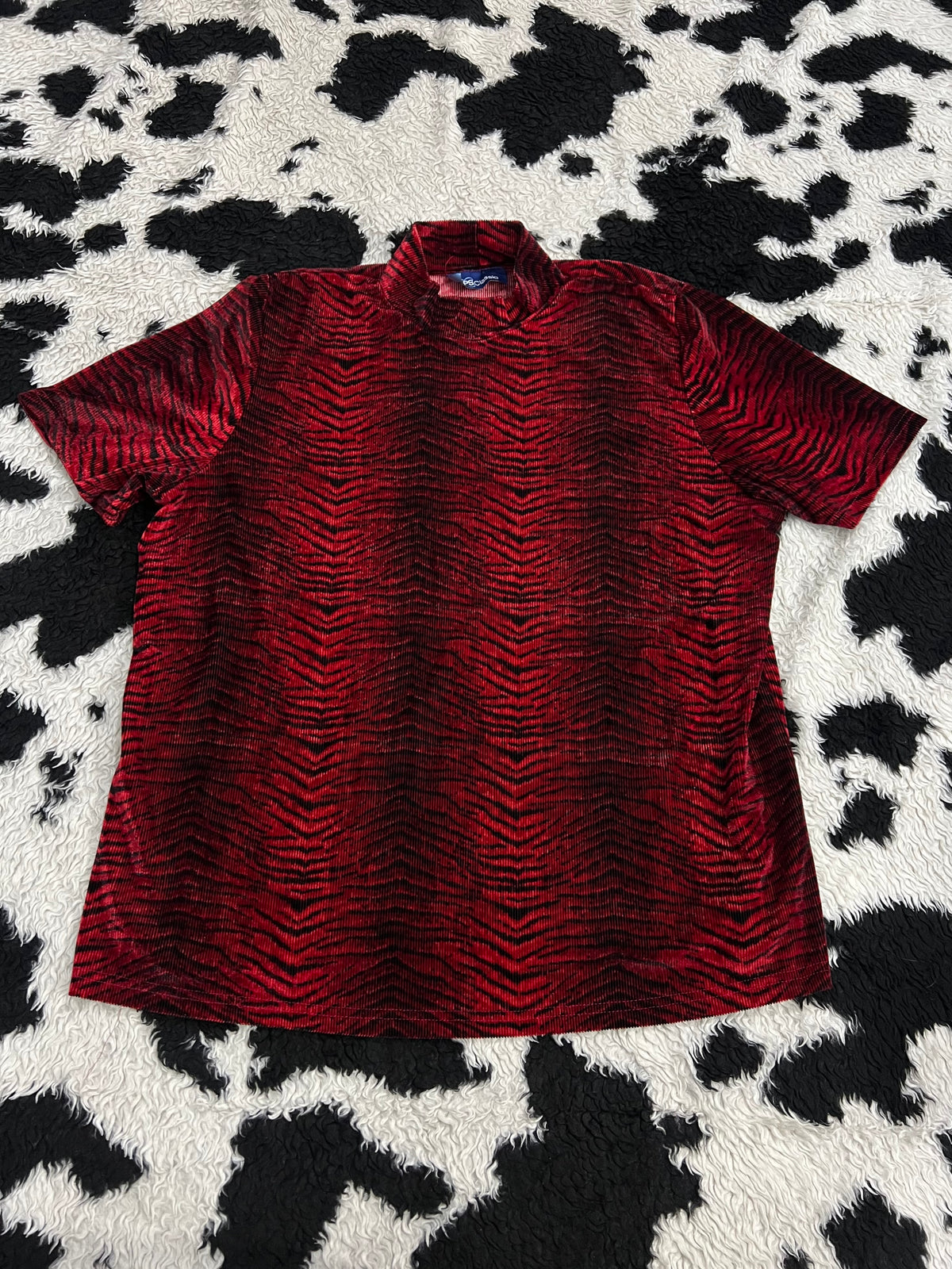 Red & Black Zebra Print Velvet Top