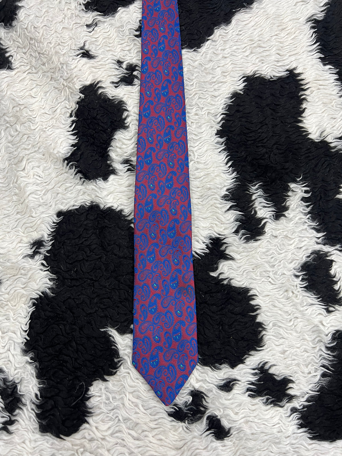 Blue & Red Paisley Narrow Tie