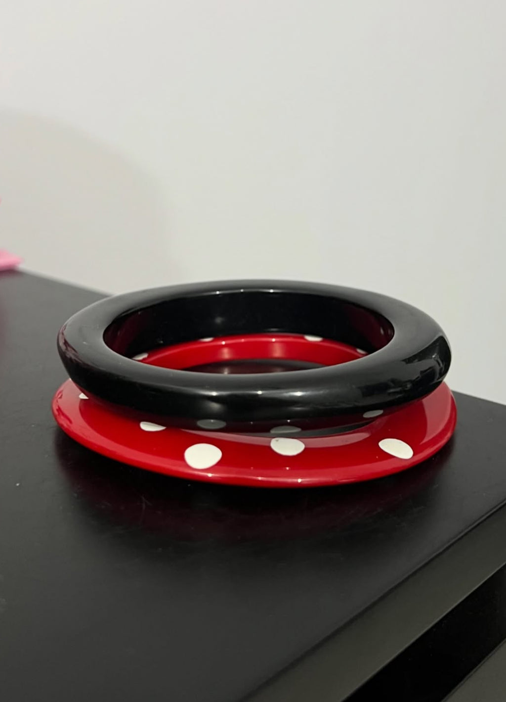Set of 2 Bangles: Black & Dotted Red Bangles