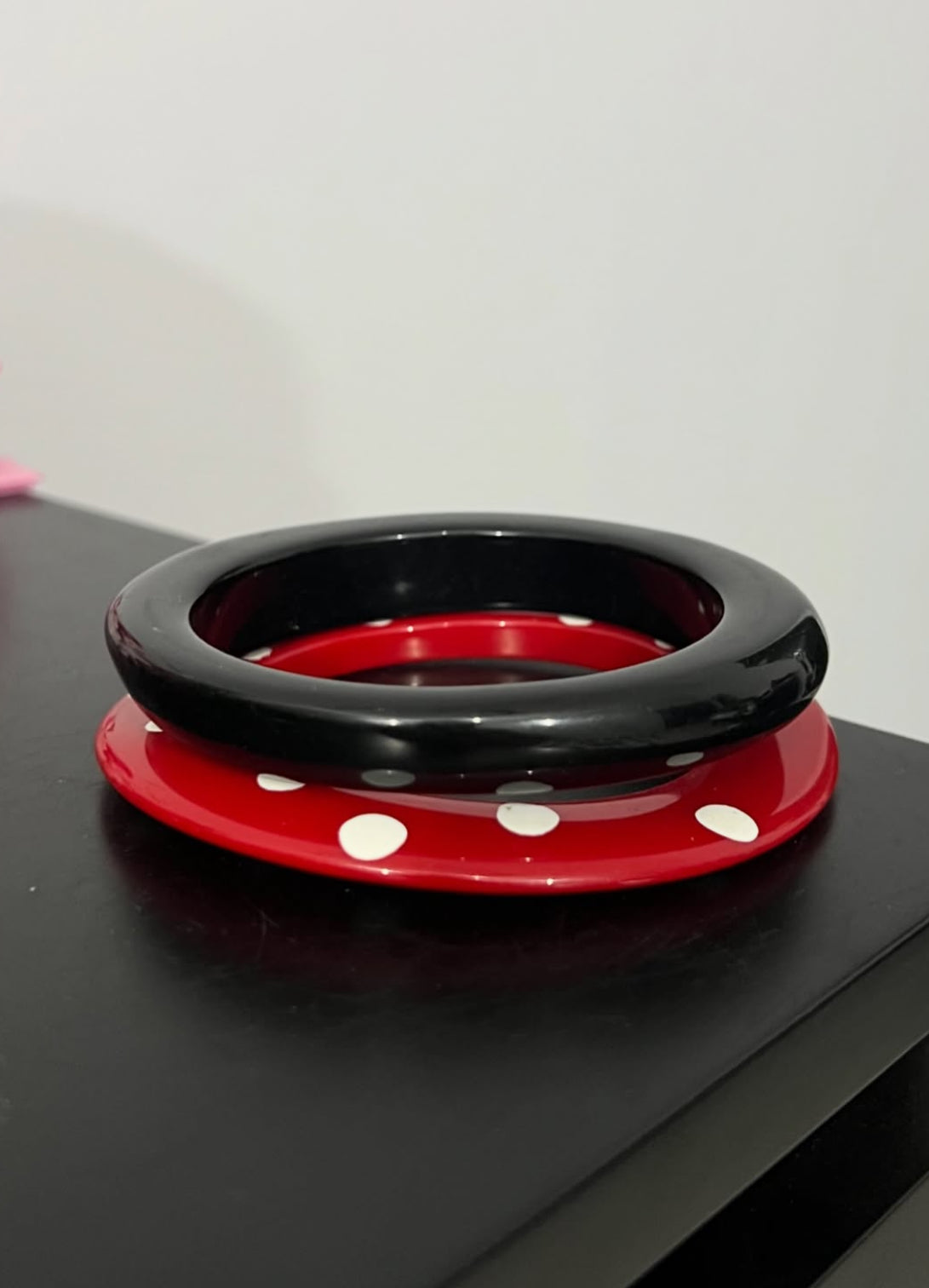 Set of 2 Bangles: Black & Dotted Red Bangles