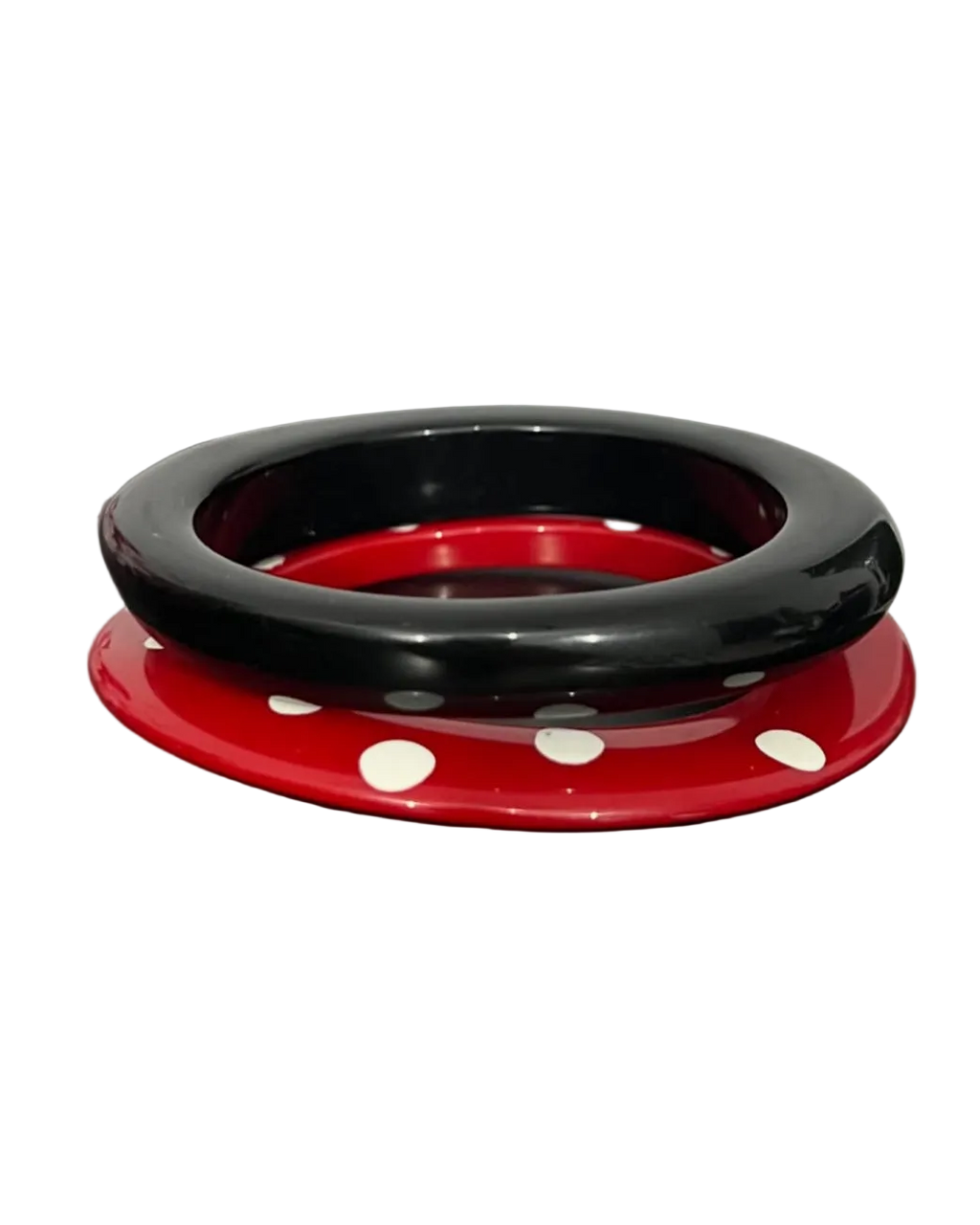 Set of 2 Bangles: Black & Dotted Red Bangles