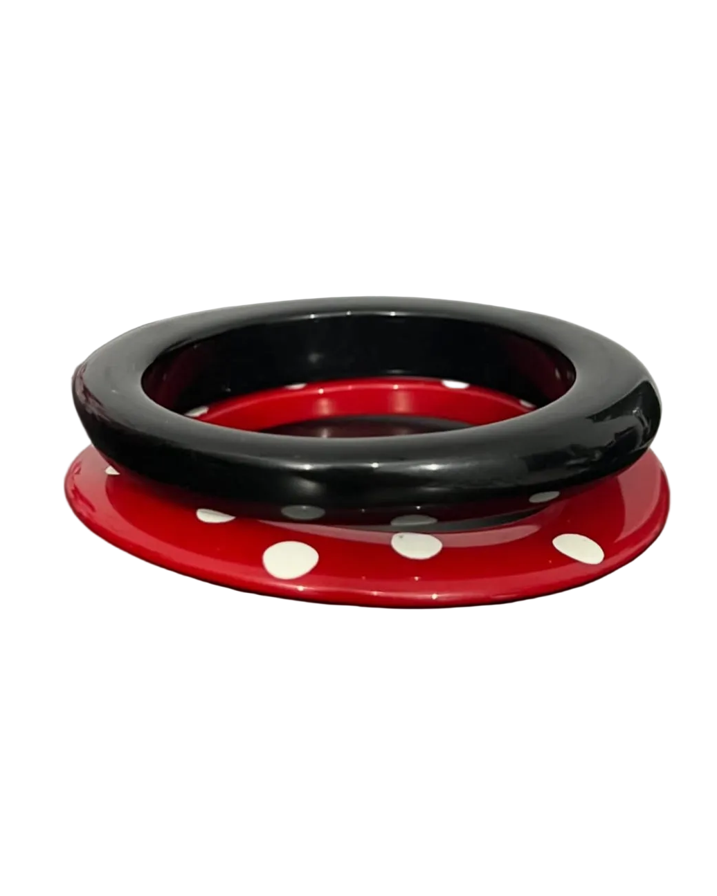 Set of 2 Bangles: Black & Dotted Red Bangles