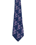 Blue & Pink Floral Embroidered Tie