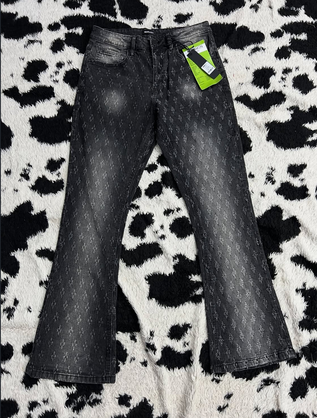 NovaMen Black-Washed Flared Denims (Waist 32)