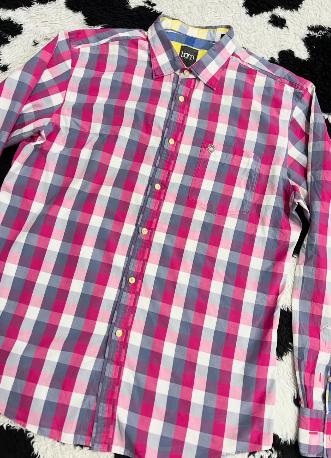Born by Ted Baker Pink Checkered Buttonup