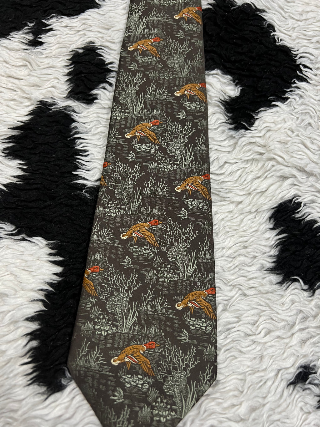 Fully Embroidered Flying Mallards Tie