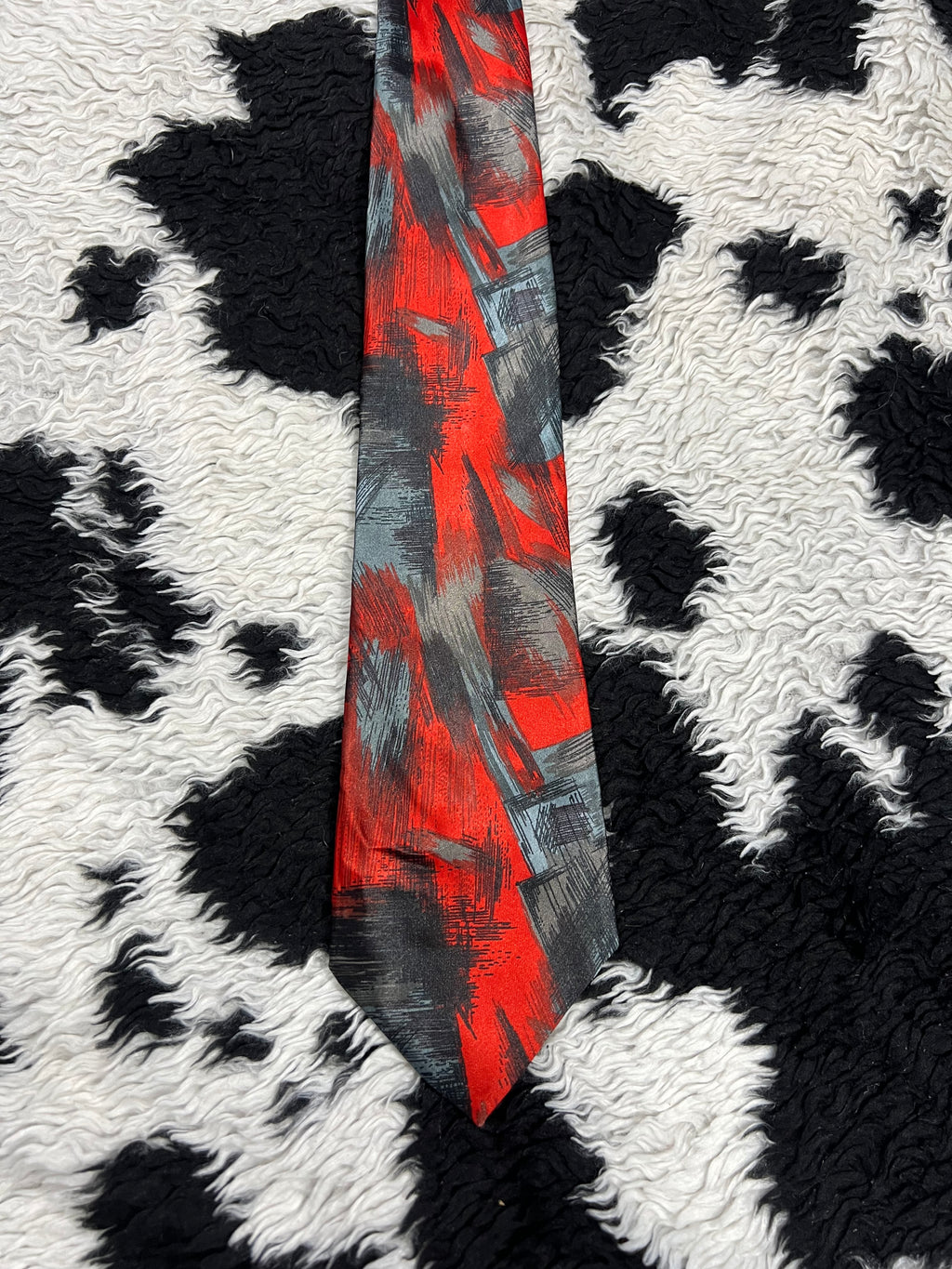 Red & Grey Abstract Tie