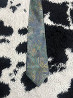 Teal Embroidered Floral Tie