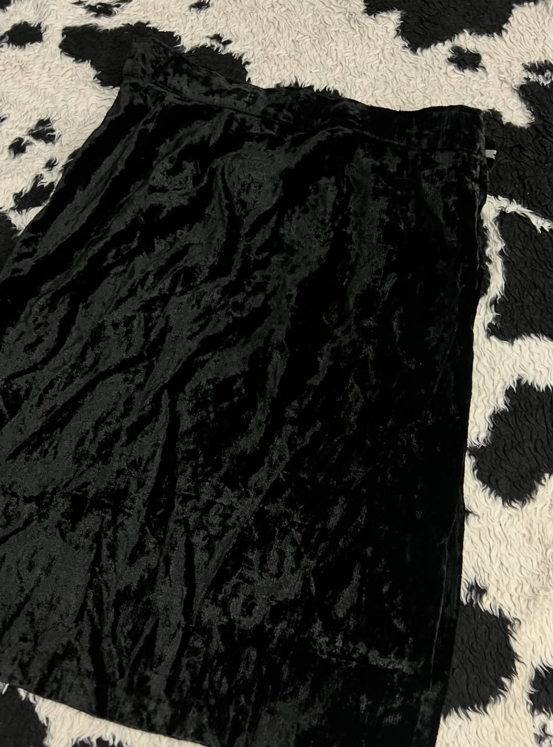 Black Mid Length Velvet Skirt