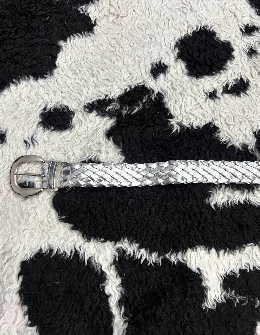 Silver Elastic Braided Belt