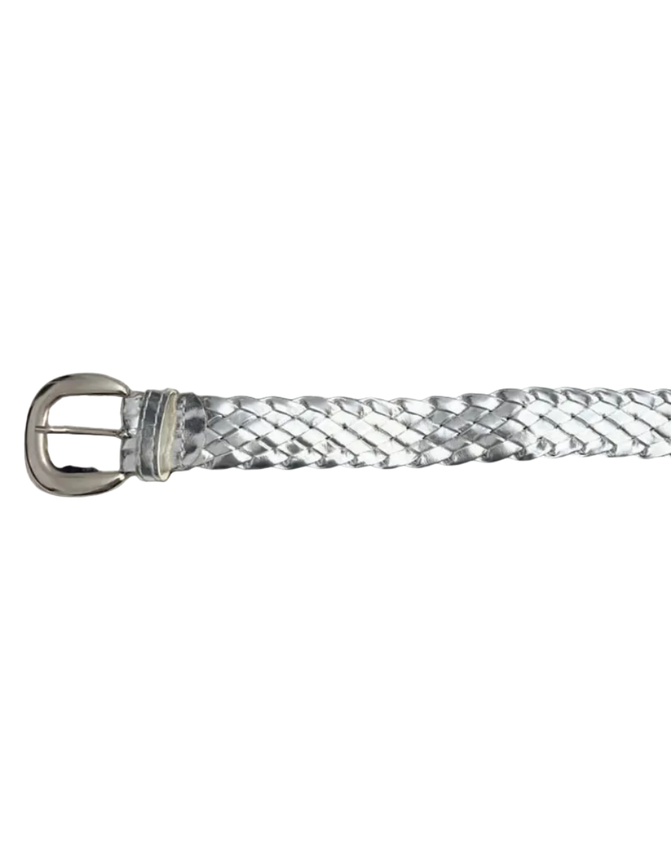 Silver Elastic Braided Belt