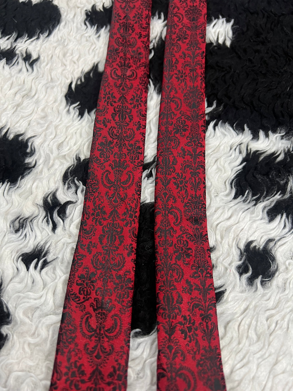 Topman Red & Black Embroidered Narrow Tie