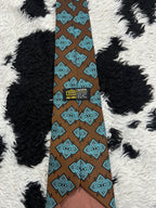Brown & Blue Embroidered Tie
