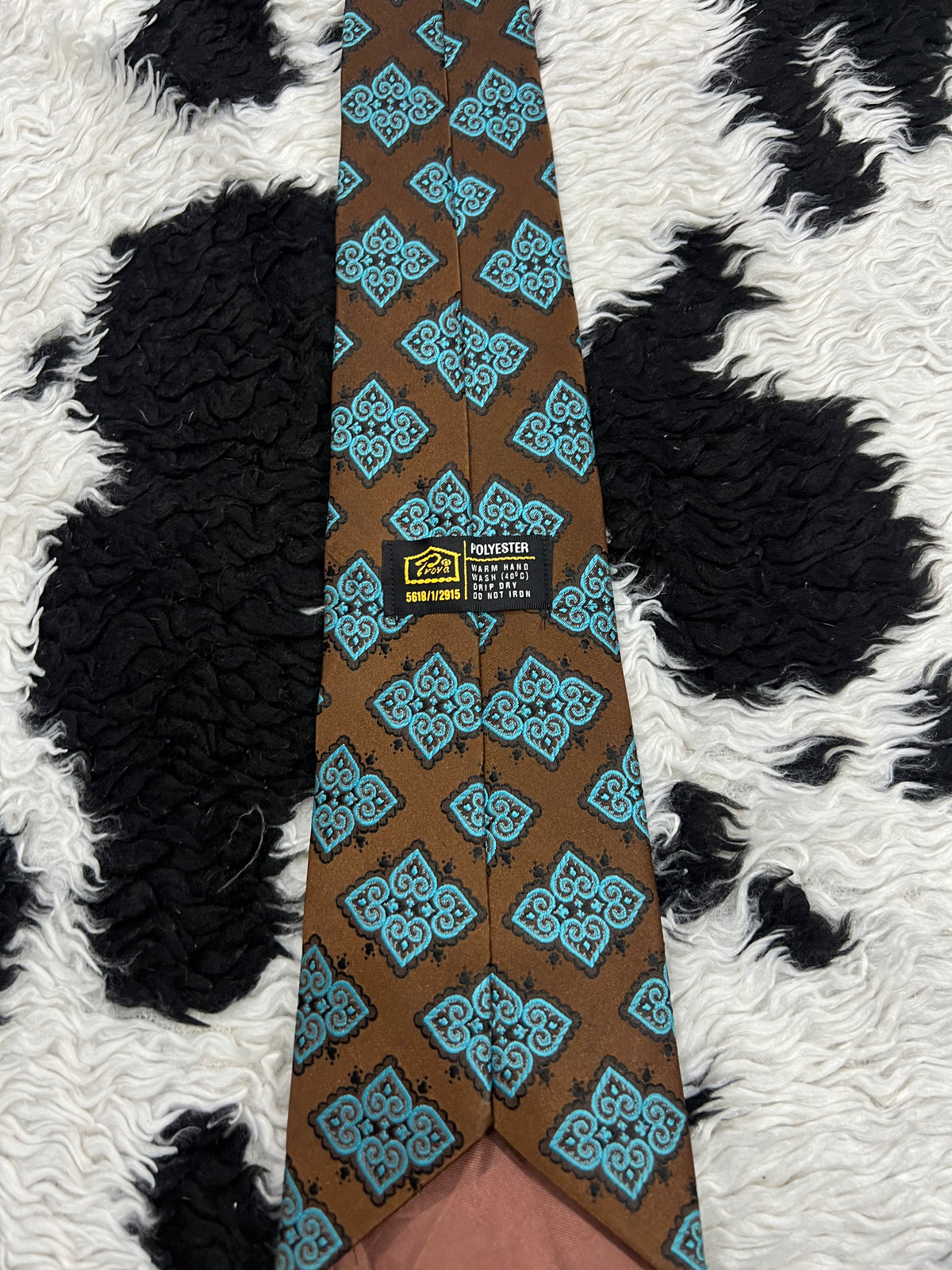 Brown & Blue Embroidered Tie