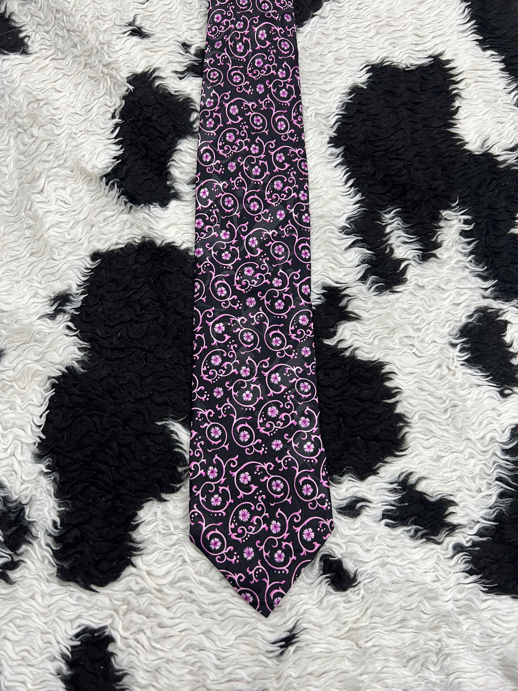 Black & Pink Floral Tie