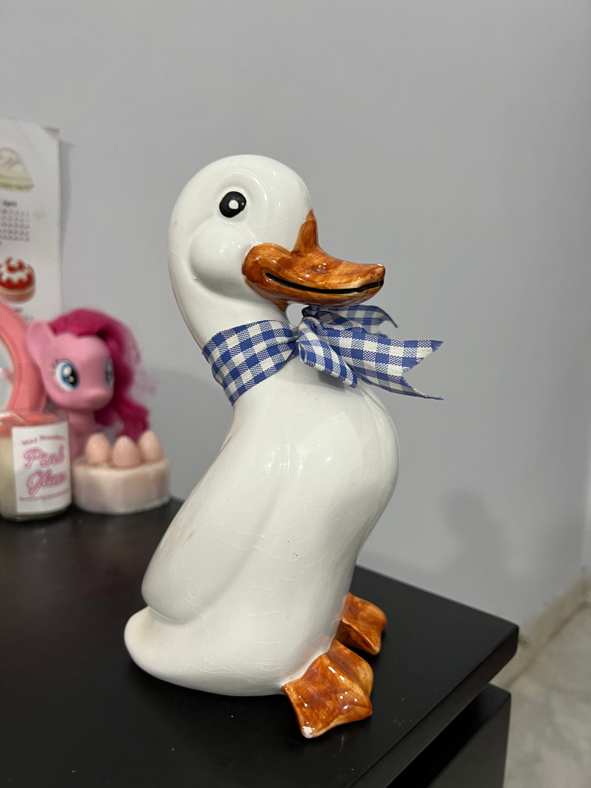 Vintage Goose in Bow Ceramic Statue