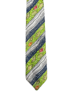 Fully Embroidered Green Floral Tie