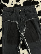 Dark Grey Patched Denims (Waist 34)