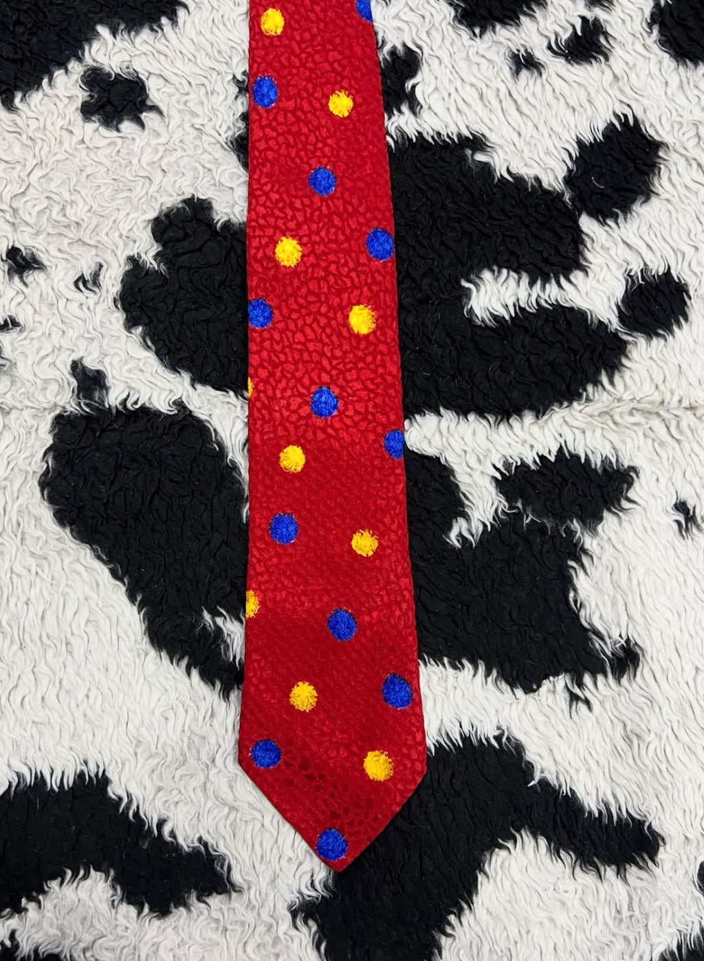 Whimsical Red, Blue & Yellow Dotted Tie