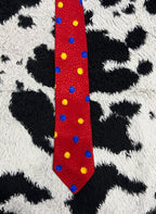 Whimsical Red, Blue & Yellow Dotted Tie