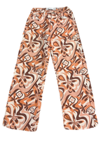 Bershka Orange & Brown Floral Pants (Waist 28)