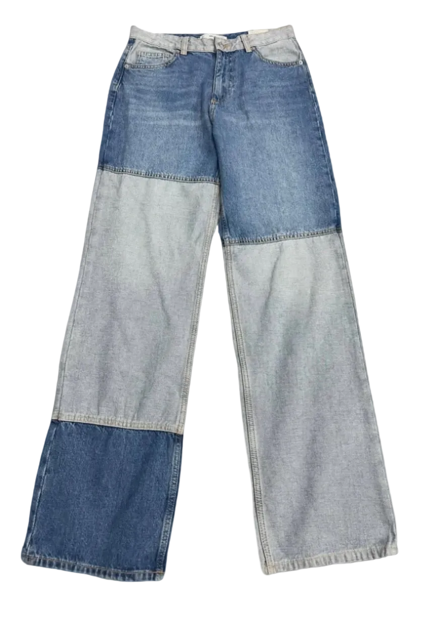 MANGO Double-Shaded Patch Blue Denims (Waist 30)