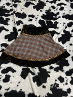 Plaid & Tartan Brown Knee-Length Velvet Skirt