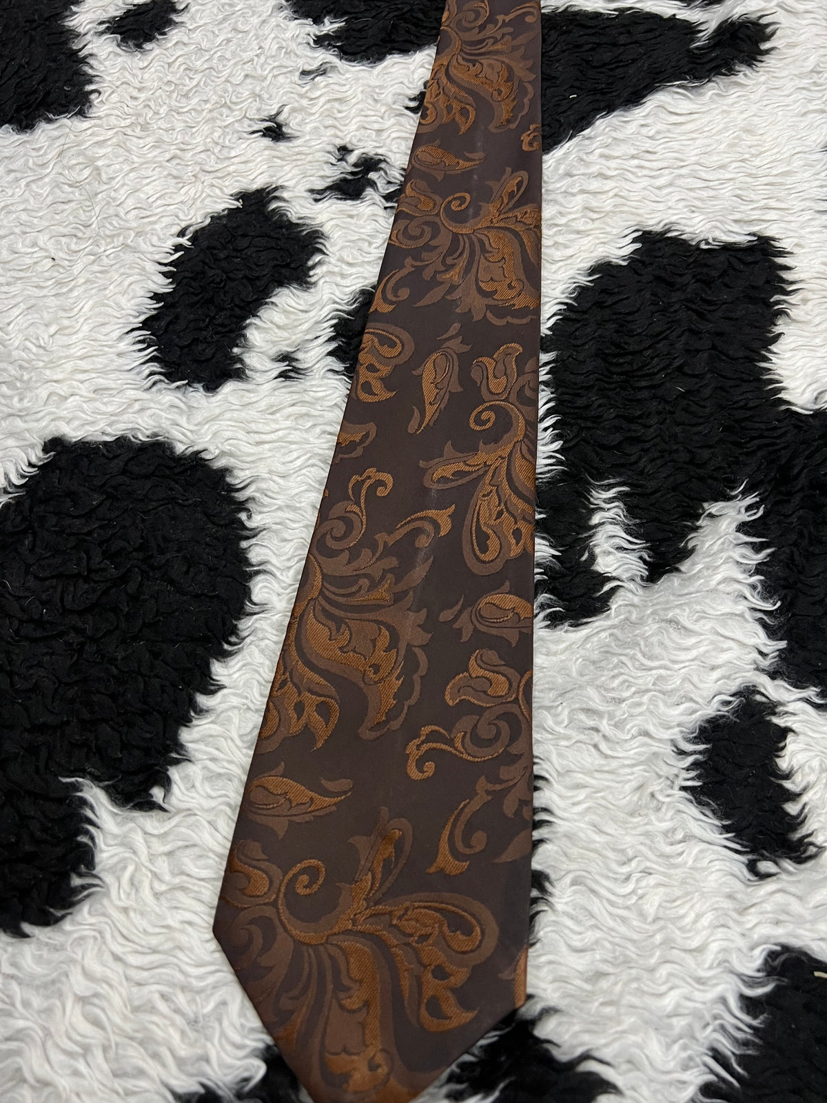 Brown Embroidered Tie