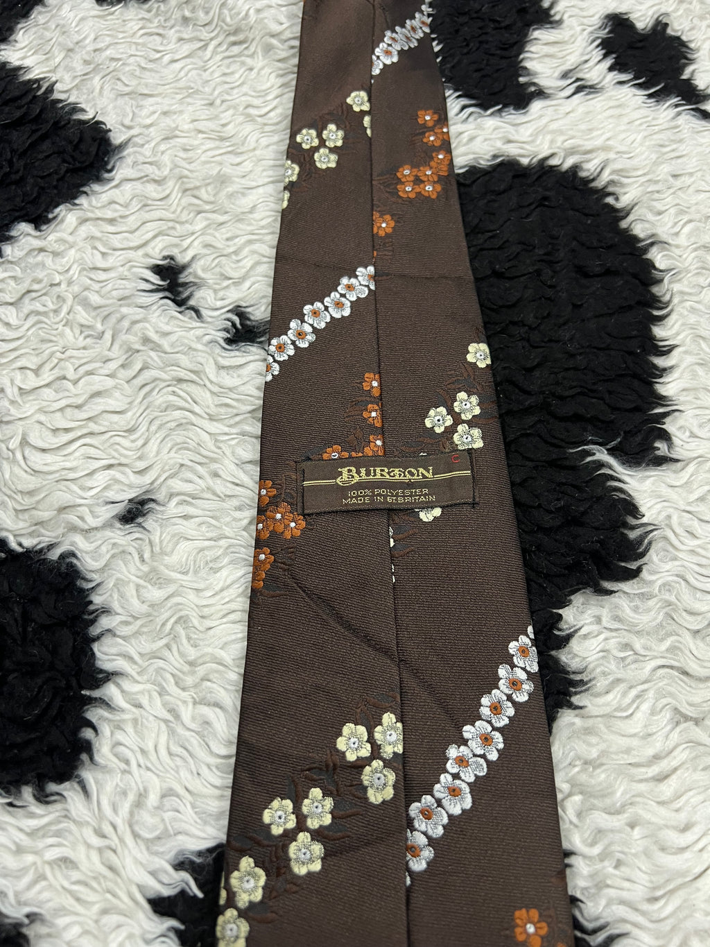 BURTON Brown Embroidered Floral Tie