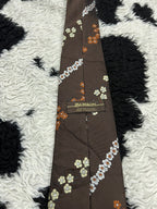 BURTON Brown Embroidered Floral Tie