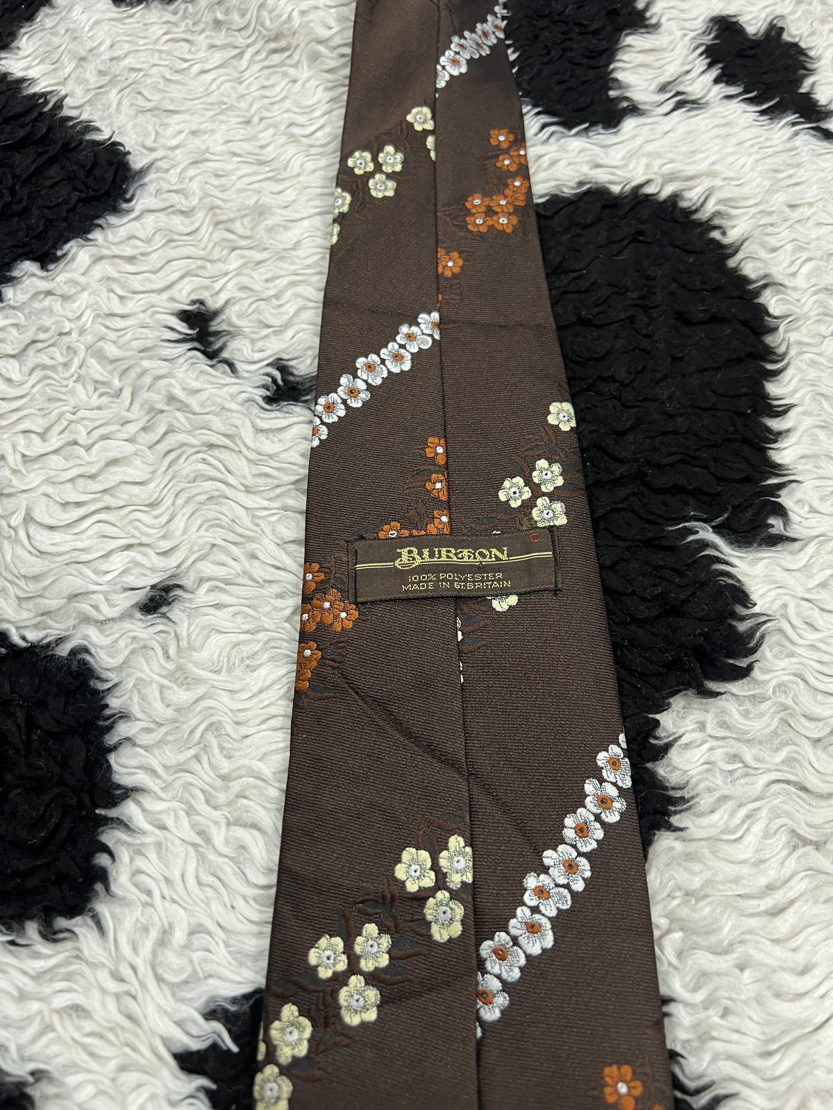 BURTON Brown Embroidered Floral Tie
