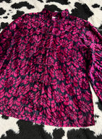 Hot Pink & Black Velvet Buttonup