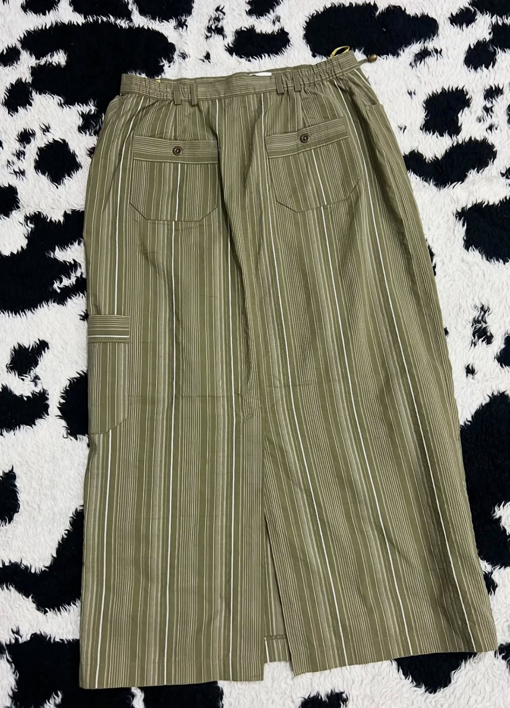 Striped Cargo Long Skirt