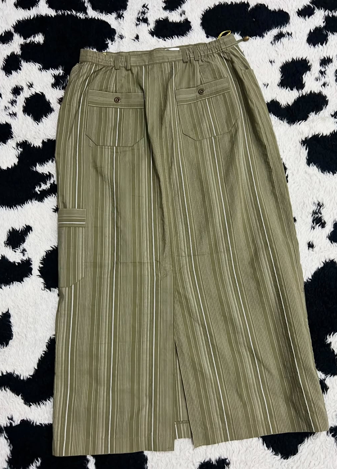 Striped Cargo Long Skirt