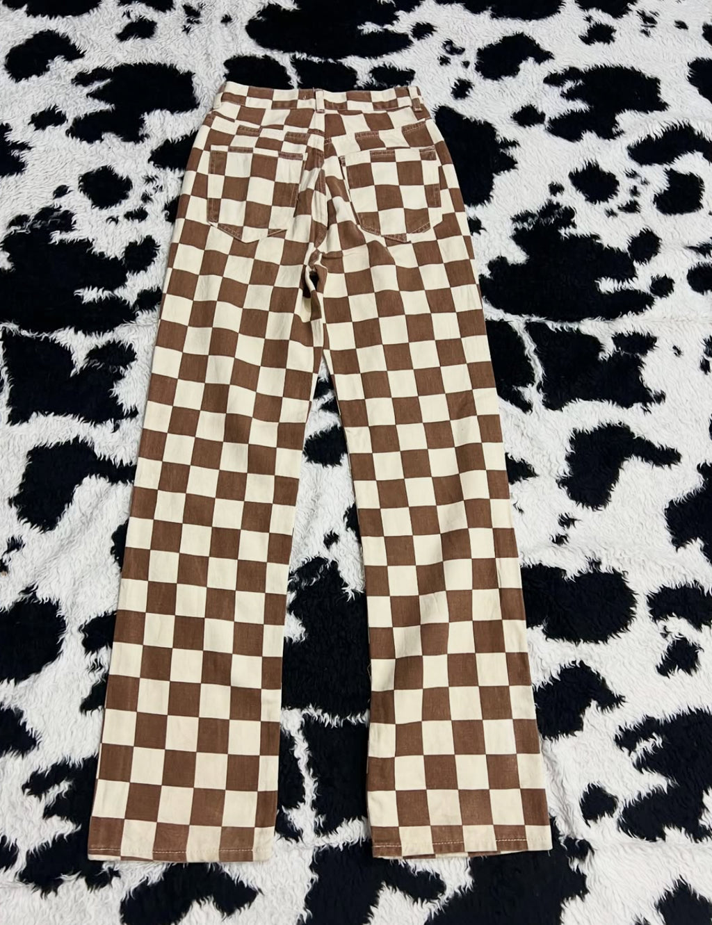 Brown & Cream Boxy Pants (Waist 26)