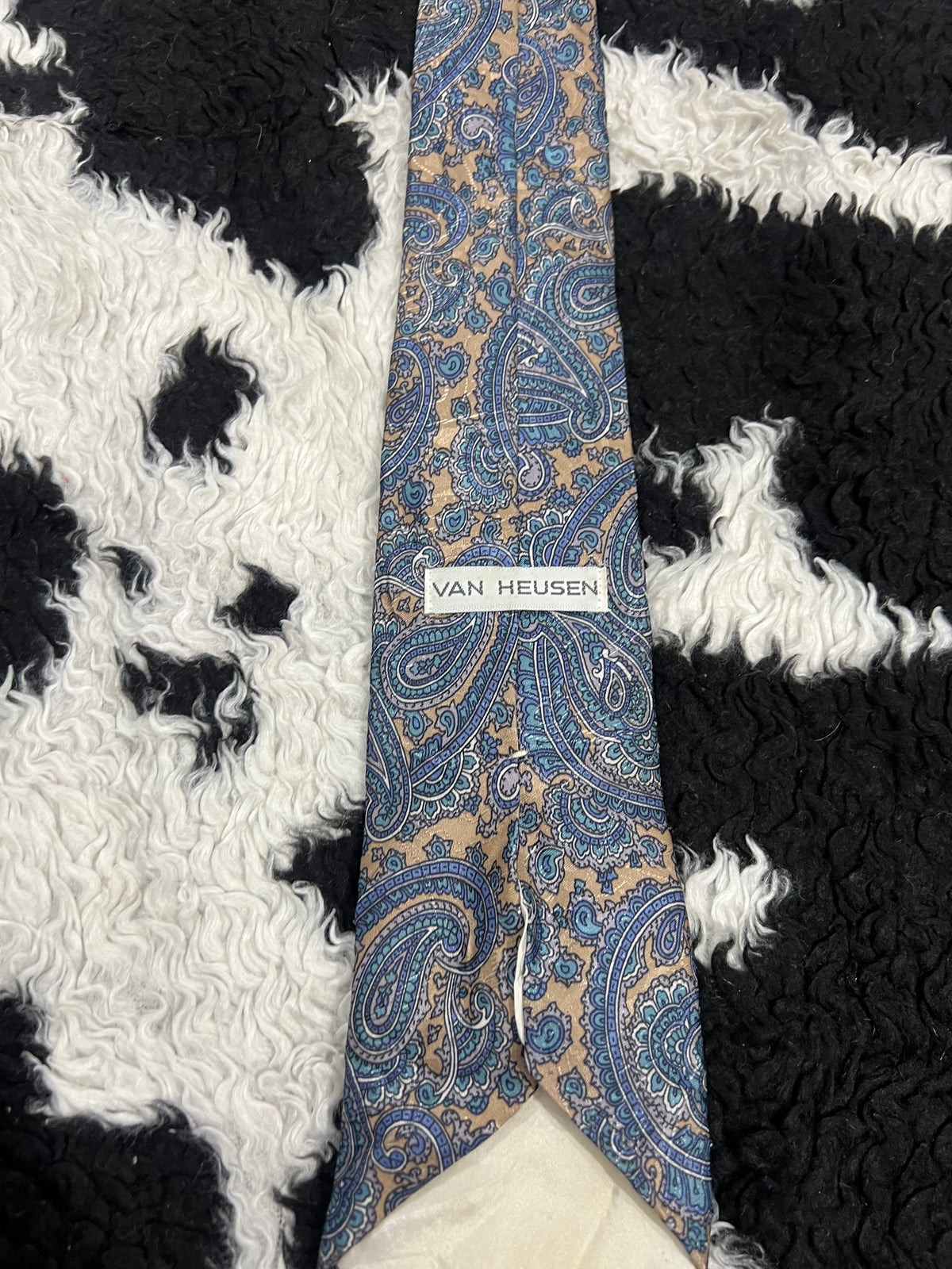 Van Heusen Beige & Blue Paisley Tie