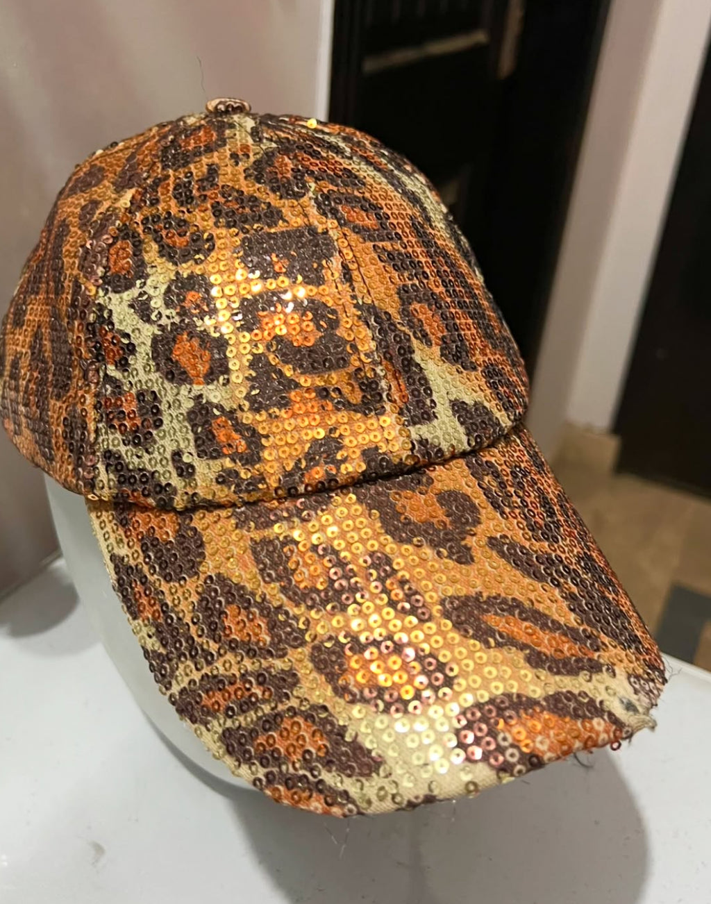 Cheetah Print Glitter Cap