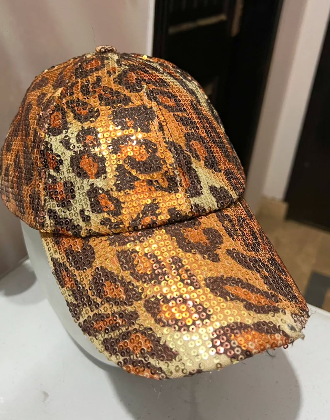 Cheetah Print Glitter Cap