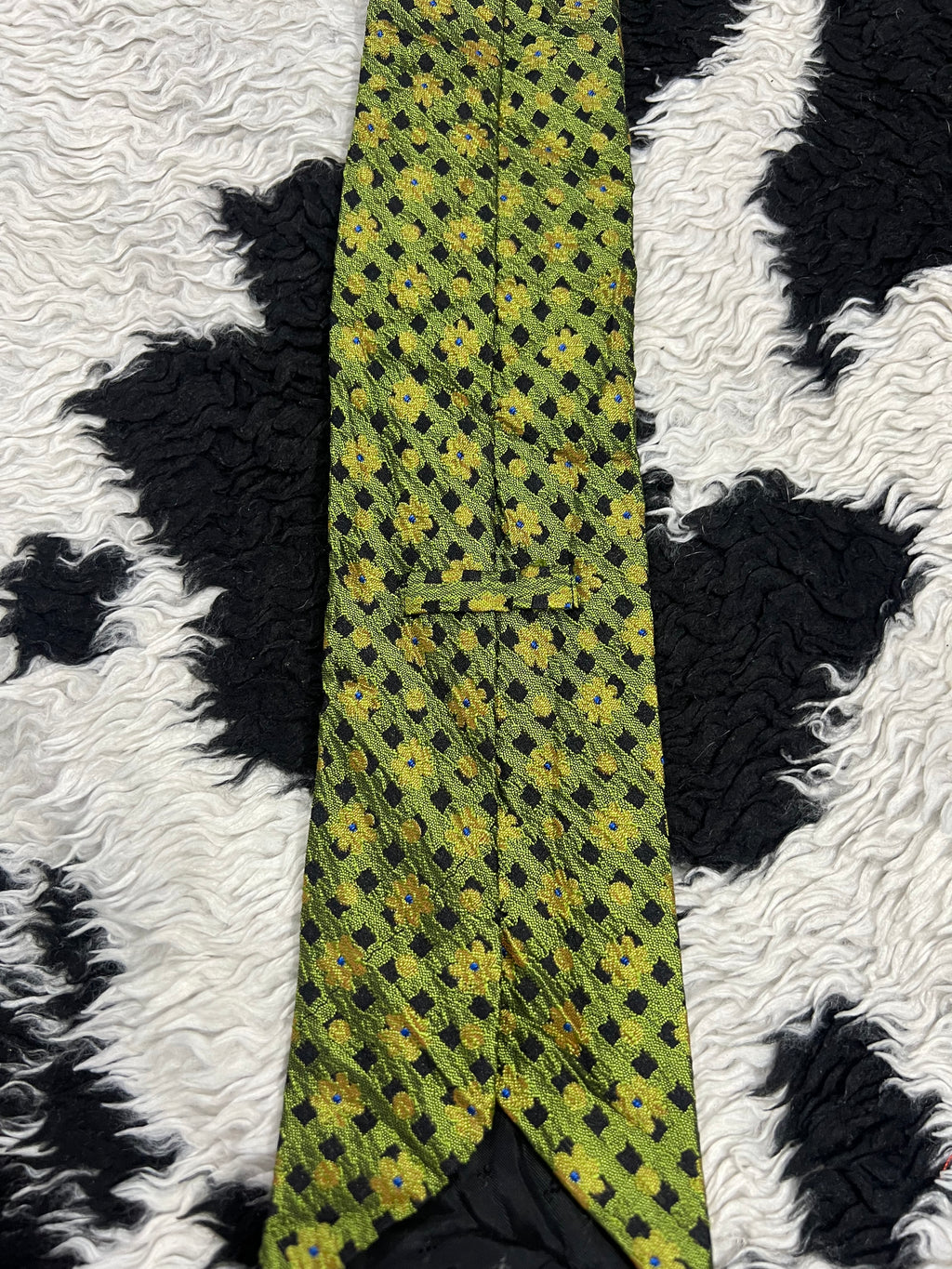 Green Embroidered Floral Tie