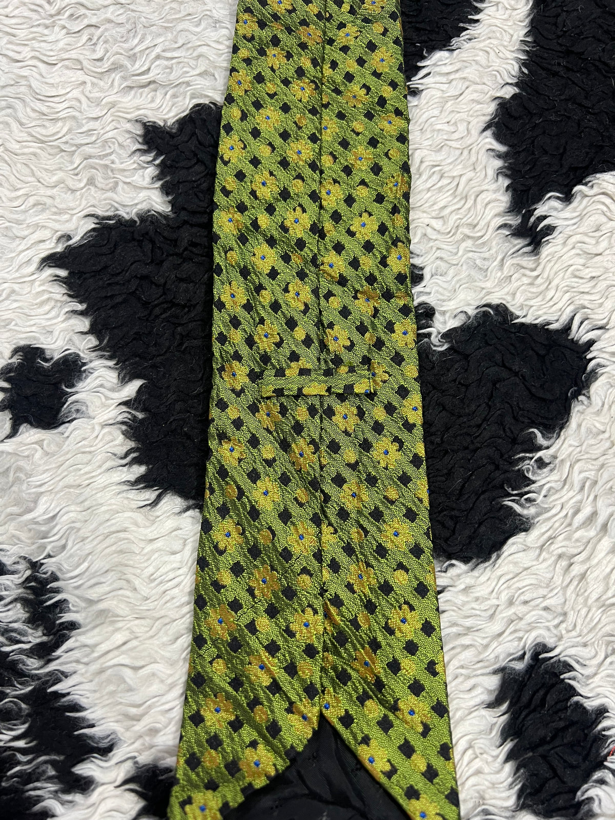 Green Embroidered Floral Tie