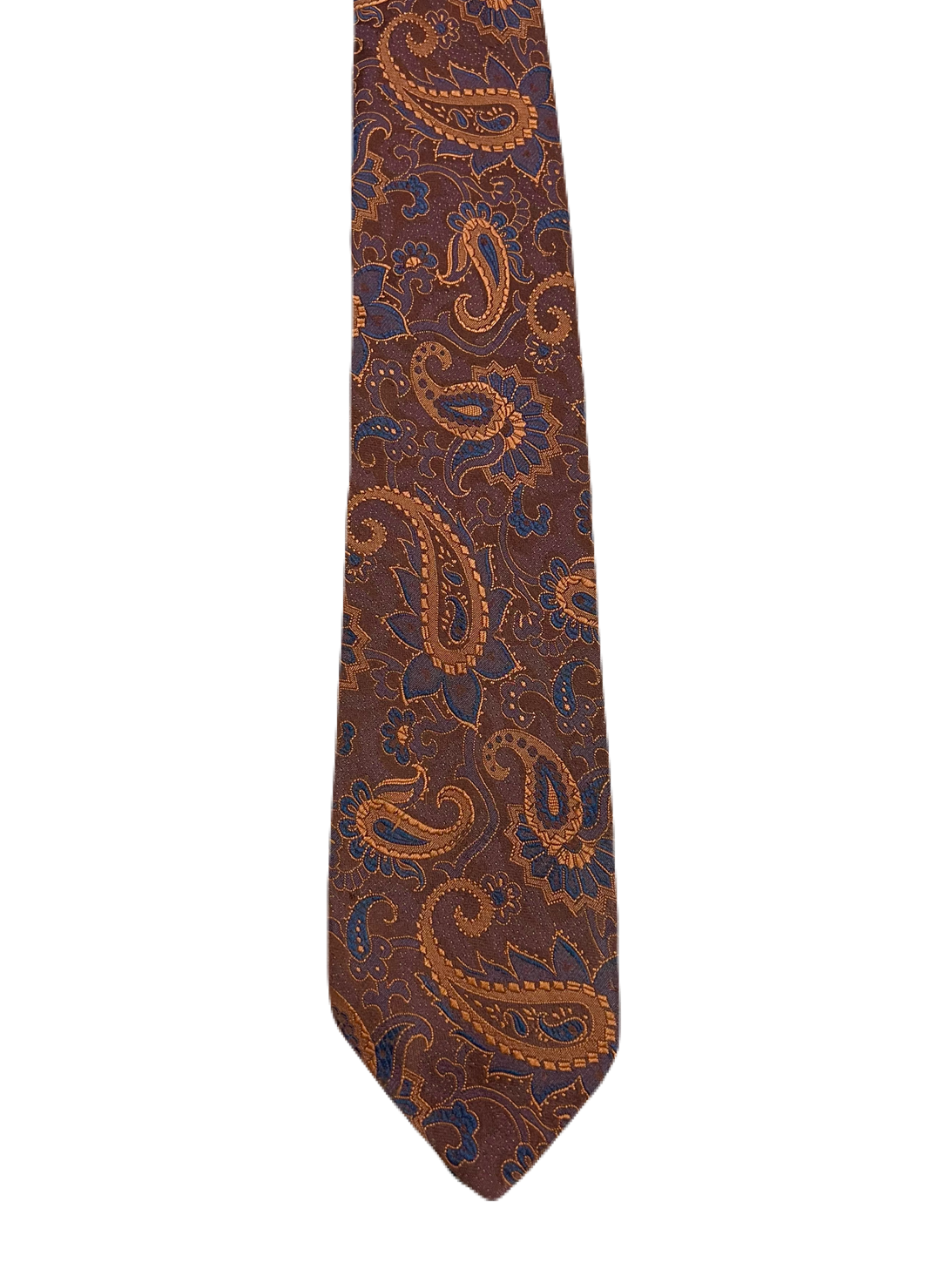 Brown & Orange Paisley Embroidered Tie