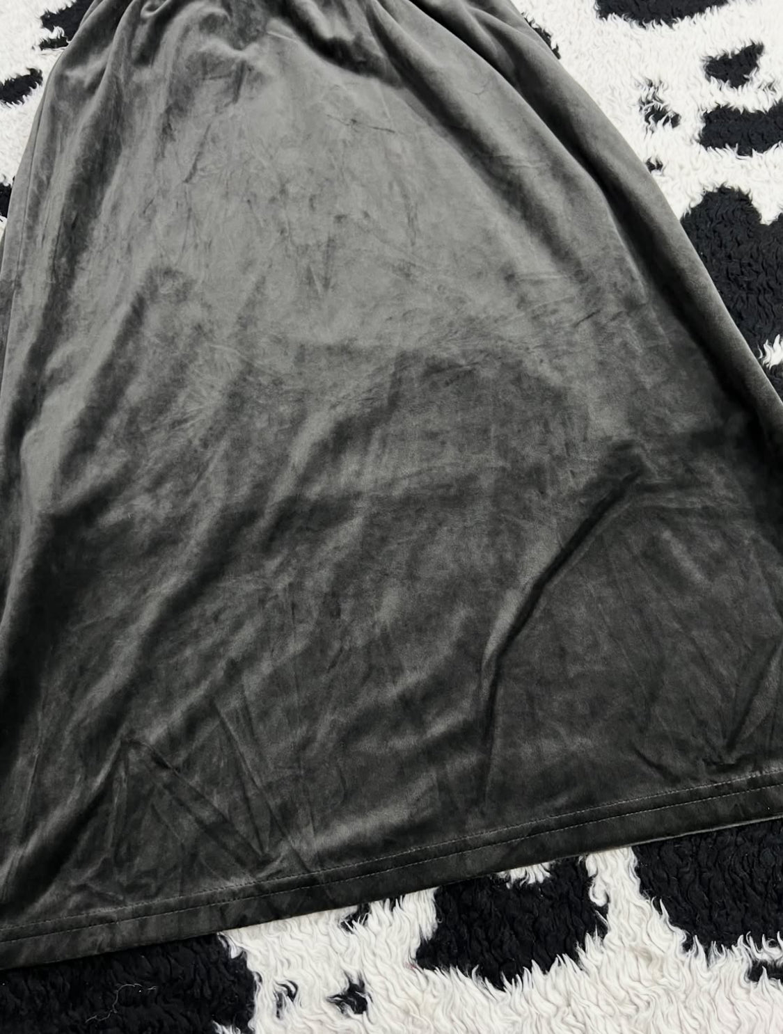 Grey-ish Brown Long Velvet Skirt